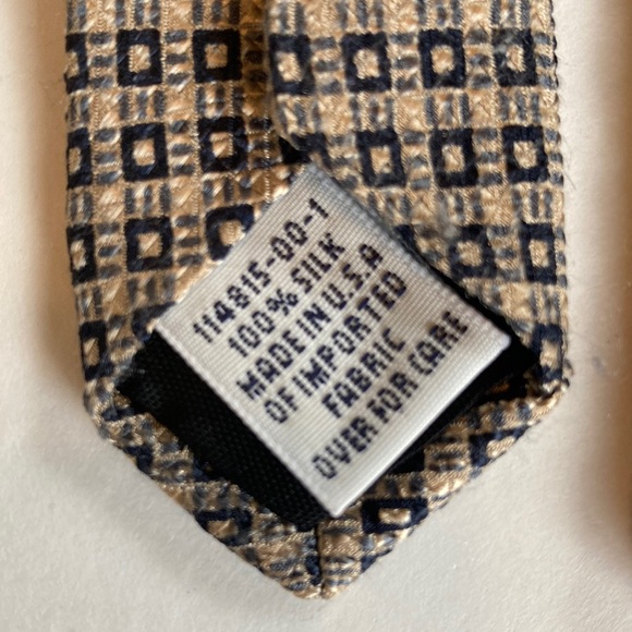 VINTAGE GAP Geometric Black Gray Taupe Men’s Silk Tie - Picture 6 of 6